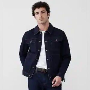 Banana Republic mens dark wash denim jean jacket Small Trucker cotton